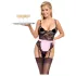 Cottelli - gennemsigtig stuepige kostume - sort/pink - XL