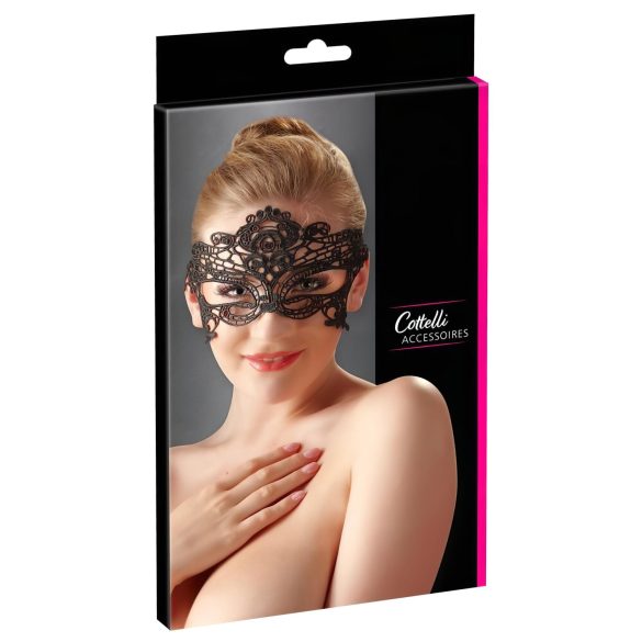 Cottelli - Broderet blondemaske (sort)