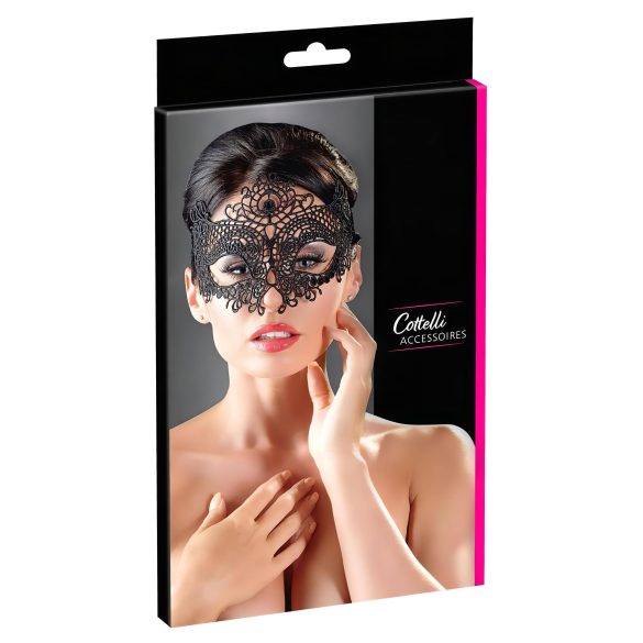 Cottelli - Sort blondermaske med broderi (sort)