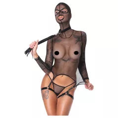 Bad Kitty - BDSM netgennemsigtigt sæt med pisk - sort