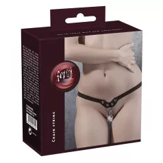 Fetish - tanga med nitter og kæde - sort (S-L)