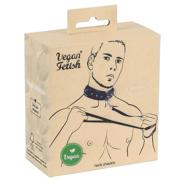 Vegan Fetish - pigget halsbånd og snor (sort)