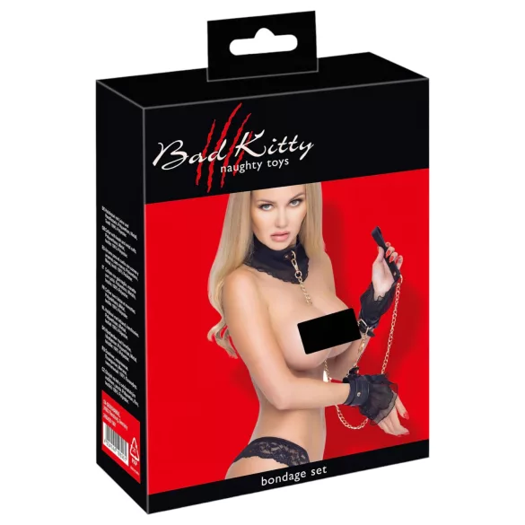 Bad Kitty - ruflet bondage-sæt (4 dele) - sort