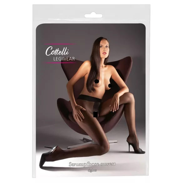 Cottelli - sexet strømpebukser - satin look - sort