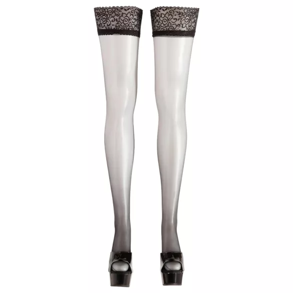 Cottelli - selvsiddende strømper - satinlook - sort - 3/M-L