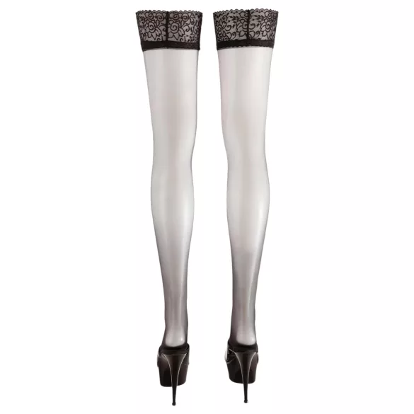 Cottelli - selvsiddende strømper - satinlook - sort - 3/M-L