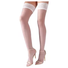 Cottelli - selvsiddende strømper - satinlook - hvid - 2/M