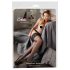 Cottelli Plus Size - Sorte strømper med bred blondekant