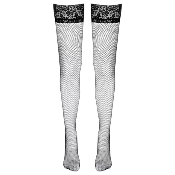 Cottelli - netstrømper med bred blondekant - sort - 8