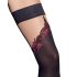 Cottelli - Broderede, dobbelteffekt-stay-ups (sort) - 3