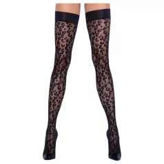   Cottelli Legwear - selvsiddende strømper - leopardmønster - sort - 5