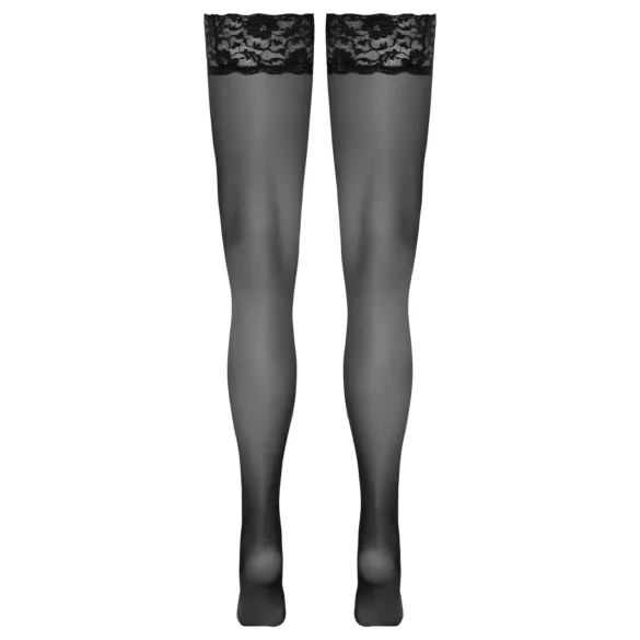 Cottelli - lårstrømper med blondekant (sort) - 3