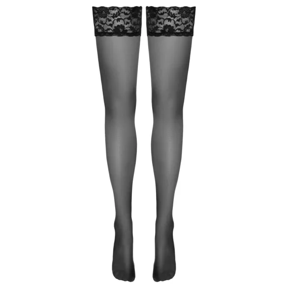 Cottelli - lårstrømper med blondekant (sort) - 4