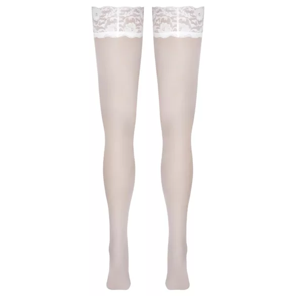 Cottelli - selvsiddende strømper - blonde, blomstermønster - hvid