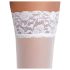 Cottelli - hvid blondeblomstrede selvsiddende strømper - 3/M-L