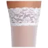 Cottelli - selvsiddende strømper - blonde, blomstermønster - hvid - 3/M-L