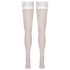 Cottelli - hvid blondeblomstrede selvsiddende strømper - 3/M-L