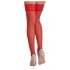 Cottelli - Blondeblomstrede Stay-Ups (Rød) - 4/L