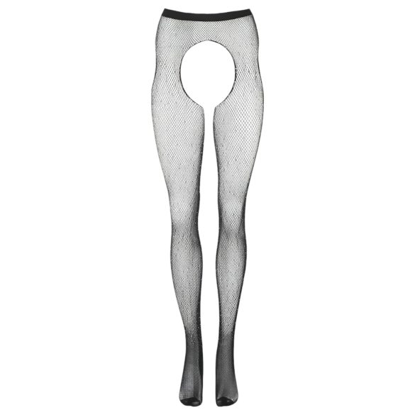 Cottelli Legwear - åbne strømper - glitrende sort (S-L)