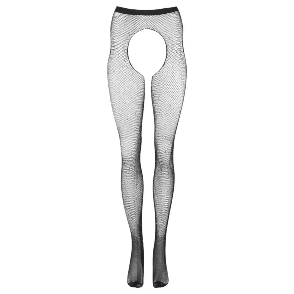 Cottelli Legwear - åbne, skinnende, sorte strømper (S-L)