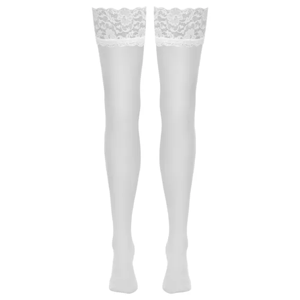 Cottelli - selvsiddende strømper - silkeagtig - hvid