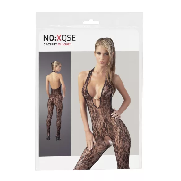 NO:XQSE - blonde catsuit - perledetaljer - sort