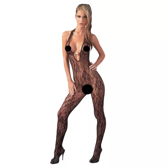 NO:XQSE - blonde catsuit - perledetaljer - sort