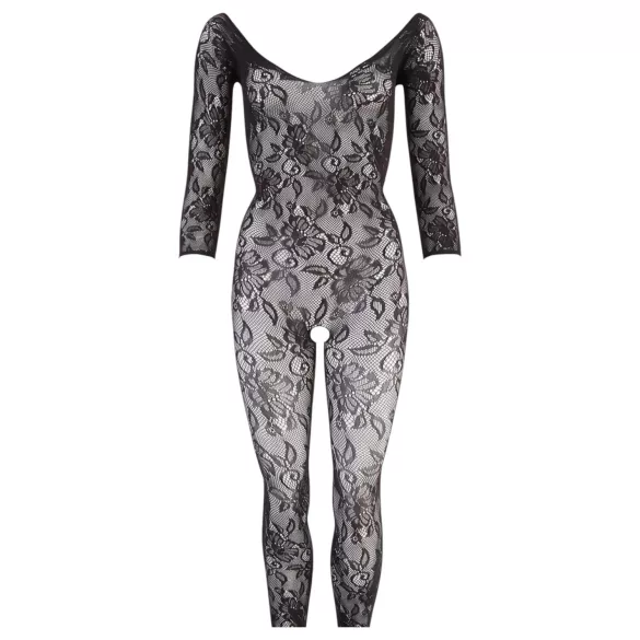 NO:XQSE - bodystocking med blomstermønster - sort - S-L