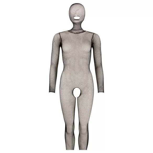 Cottelli Fantasy - åbent net catsuit med maske (sort) - S-L