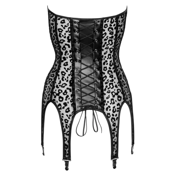 Noir - lingerioverdel med strømpeholder - leopardmønster - sort - M