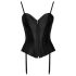 Cottelli Party - Satin Korset med Strømpeholder (sort) - M