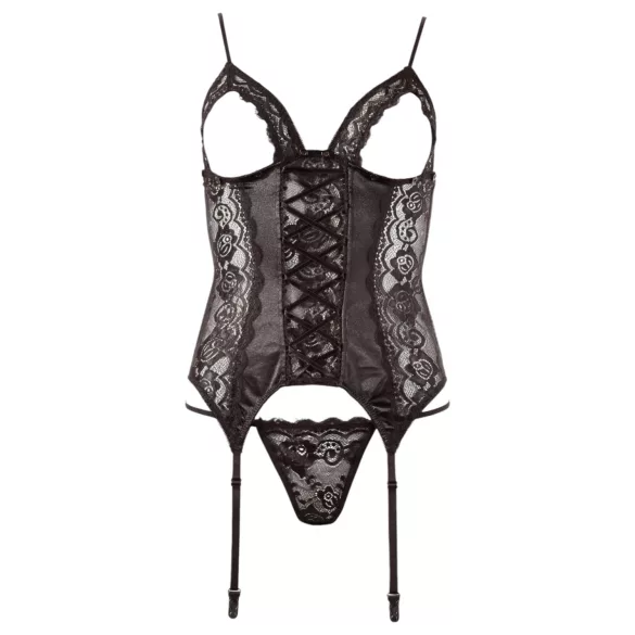 Cottelli - Justerbar strømpeholder top (sort)