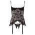 Cottelli - Blonder & strømpebånd top (sort) - 80C/L