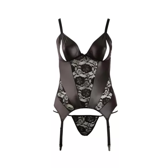 Cottelli - plus size dametop - blomsterdesign - sort - XXL