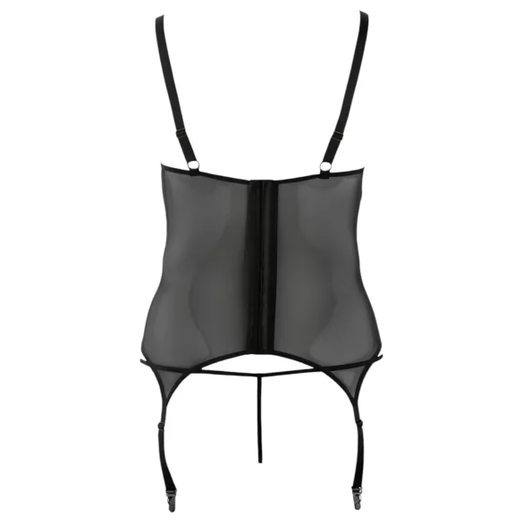 Cottelli - plus size dametop - blomsterdesign - sort - XXXXL