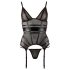 Cottelli - Glitrende stribet, gennemsigtig top (sort) - XL