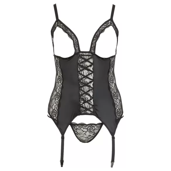 Cottelli Plus Size - justerbar strømpeholder top (sort)