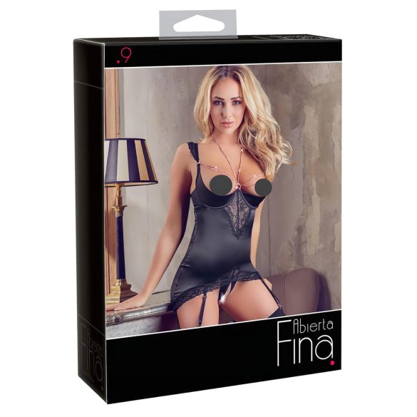 Abierta Fina - glitrende kæde top og tanga (sort) - 85B/L