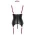 Cottelli Bondage - Wetlook bh-top med halsbånd - sort - L
