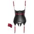 Cottelli Bondage - Skinnende top med push-up og halsbånd (sort) - XL