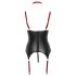 Cottelli Bondage - Skinnende top med push-up og halsbånd (sort) - XL
