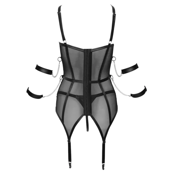 Cottelli Bondage - strop top, armbind og g-streng (sort) - L