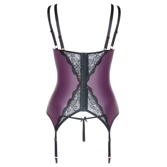 Cottelli Curves - blonder, snørelukket lingerisæt (lilla) - 90D/XL