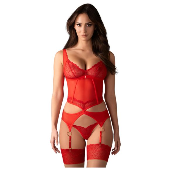 Obsessive Cupide Desir - gennemsigtig blondesæt (rød) - L/XL