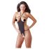 NO:XQSE - Åben, strass-besat bodystocking - sort (S-L)