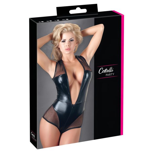 Cottelli - skinnende netbodysuit (sort)