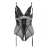 Cottelli Bondage - bodysuit med håndjern - blank - sort