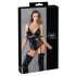 Cottelli Bondage - skinnende body med håndjern (sort) - XL