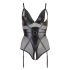 Cottelli Bondage - skinnende body med håndjern (sort) - XL