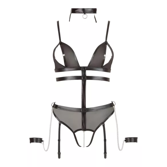 Cottelli Bondage - åben body med stropper og kæder - sort - M